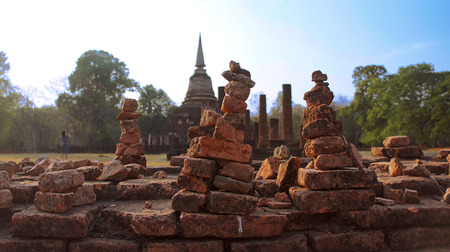 Wishing Rock of Ayutthaya ruinsの写真素材