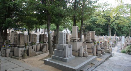 Japanese grave yard and tombstonesのeditorial素材