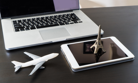 Internet Booking France Paris Eiffel travel. mobile technology.の写真素材