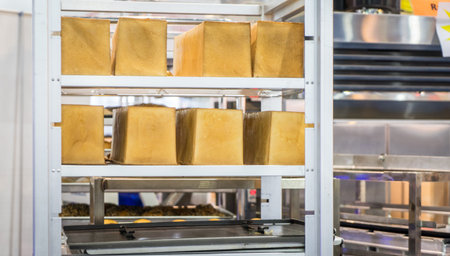 Bread manufacturing factory machine production.