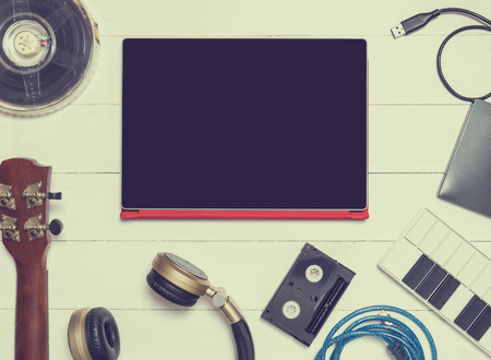 Entertainment technology on tablet.の写真素材