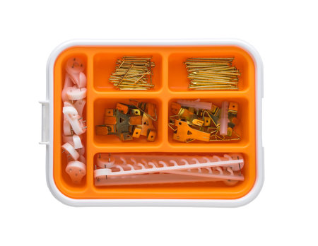DIY nails hook and Photo frames Equipments in orange box.