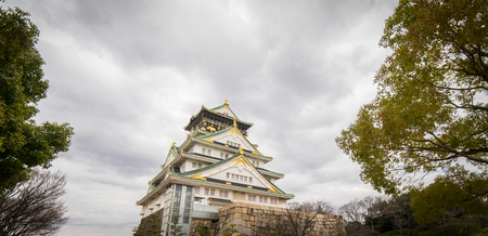 Osaka Castle with Cloudy Blue skyのeditorial素材
