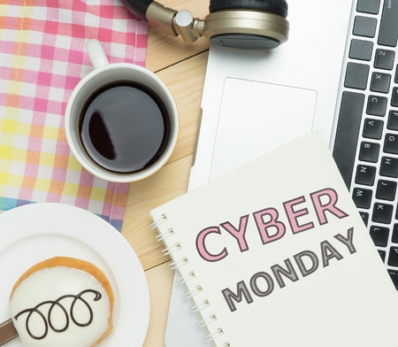 Cyber Monday written on a book in pastel themeの写真素材