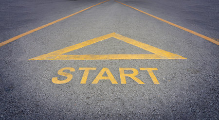Start text with arrow direct on a rough road concept