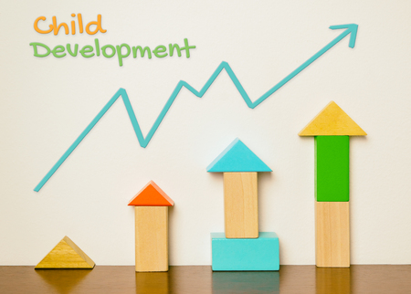 Education colorful grown graphic diagram. Children colorful toy growing up as their education play and learn. Education development growing in colorful pastel tone.の写真素材
