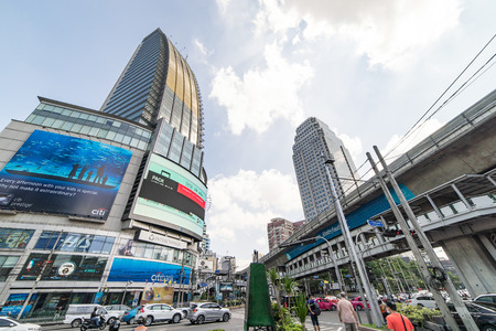 Bangkok, Thailand - October 31, 2015: Asoke on October 31, 2015. People are traveling on Asoke Junction, where all kind of transportation meets.のeditorial素材