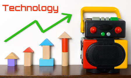 Technology rising graph on colorful toy.の写真素材