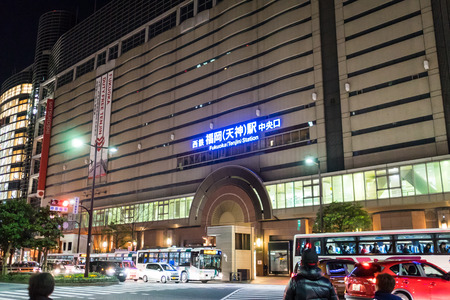 Fukuoka, Japan - March 20, 2016: Fukuoka on March 20, 2016. Commuters are traveling to Fukuoka Tenjin Station.のeditorial素材