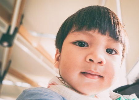 Japanese Boy face in vintage tone.