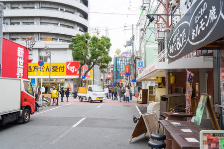 Osaka, Japan - March 10, 2016: Osaka on March 10, 2016. People are traveling in Shinseikai Street in Osaka Tennoji area.のeditorial素材