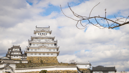 Himeji Castle bottom view with blue skyのeditorial素材