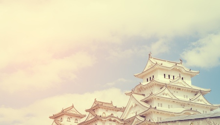 Himeji castle pastle vintage backgroundのeditorial素材