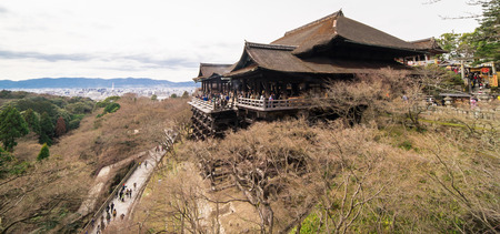Kyoto, Japan - March 13, 2016: Tourists are crowded at Kiyomizu Dera in late winter season.のeditorial素材