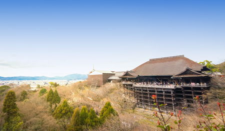 Kyoto, Japan - March 13, 2016: Tourists are crowded at Kiyomizu Dera in late winter season.のeditorial素材