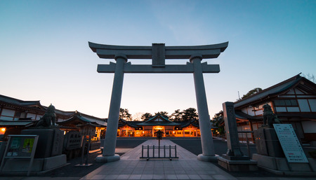 Hiroshima, Japan - March 15, 2016: Hiroshima Gokoku Shrine is a Buddhist Temple located in Hiroshima Castle area.のeditorial素材