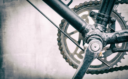 Black Bicycle gear drive chain with copy space