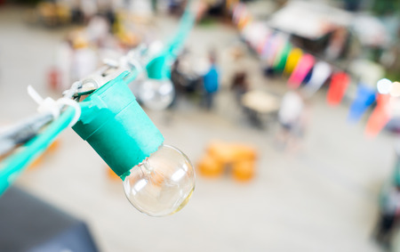 Green christmas party outdoor lighting bulb decorationの写真素材