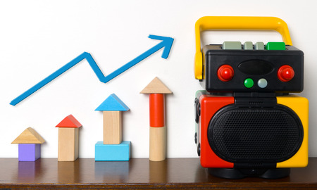 Growing graph on educational toy colorful robotの写真素材