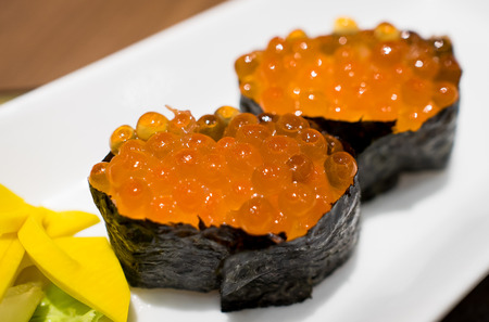 Ikura Salmon eggs Japanese Sushiの写真素材