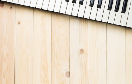 Music background copy space with piano keys on top.の写真素材