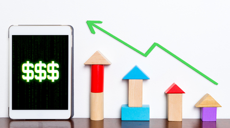 Finance Money rising graph on tabletの写真素材