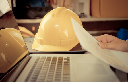 Engineering looking on his planning paperの写真素材