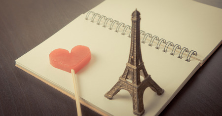 Paris Valetines love story notebook conceptの写真素材