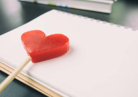 Blank Valentines love diary  notebook with heartの写真素材