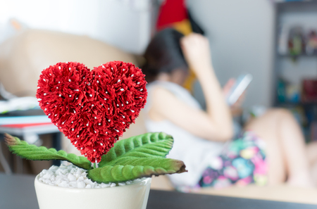 Love flower is growing with asian house wifeの写真素材