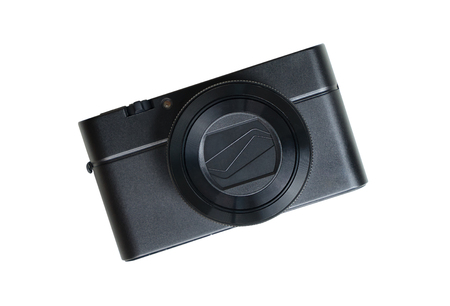 Black compact Camera isolated on white backgroundの写真素材