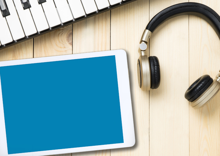 Blank tablet screen mock up for Music applicationの写真素材