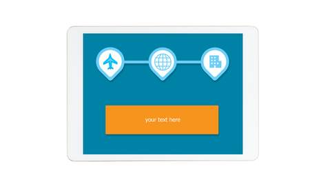 isolated tablet screen with online travel icon and text buttonの写真素材