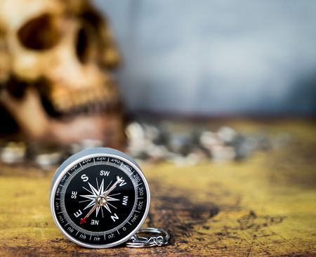 Compass for vintage treasure hunting concept copy spaceの写真素材