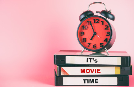 Movie time with text lable on video and clock timingの写真素材