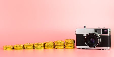 Making money from camera photography idea with copy spaceの写真素材