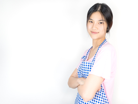Asian housewife is in ready for work for employment poster and bannerの写真素材