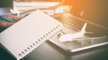 Blank notebook for business travel check listの写真素材