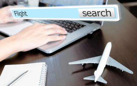 Online Travel agency flight search box posterの写真素材