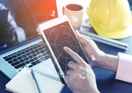 Hitech Engineer is working with innovation in tabletの写真素材