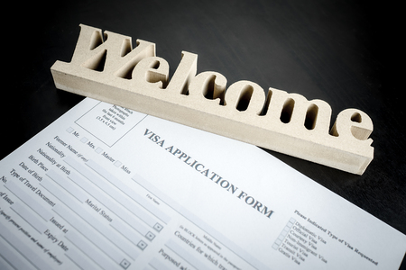 Welcome to easy Visa application form paper documentの写真素材