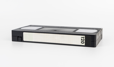Video tape with blank label isolated on whiteの写真素材