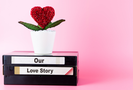 Our Love story memory on vintage Video tapeの写真素材