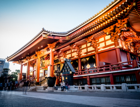 Tokyo, Japan - May 4, 2017: Tourists are entering the Sensoji shrine main building.のeditorial素材