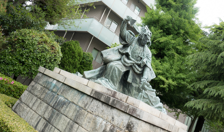 Tokyo, Japan - May 1, 2017: A copper statue of the 9th Danjuro Ichikawa(1838-1903), the famous kabuki actor.のeditorial素材