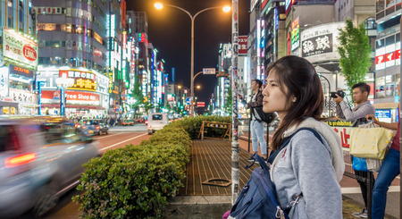 Tokyo, Japan - May 5, 2017: Tourist are traveling in Shinjuku Shopping district.のeditorial素材