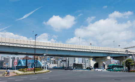 Tokyo, Japan - May 5, 2017: Cars are traveling under the Highway in Sumida area.のeditorial素材