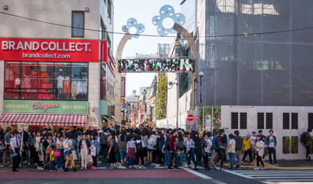 Tokyo, Japan - May 5, 2017: Thousand of people are getting in to Takeshita street on Golden week holiday.のeditorial素材