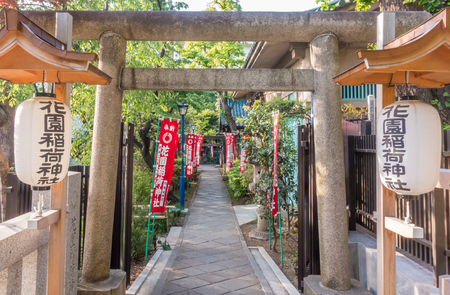 Tokyo, Japan - May 8, 2017: The Stone gate passage for Toshogu shrine in Ueno park.のeditorial素材