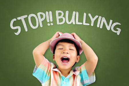 Boy is screaming loud to stop Bullyingの写真素材